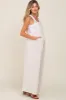 Beige Sleeveless Wide Leg Maternity Jumpsuit sold by Pinkblush