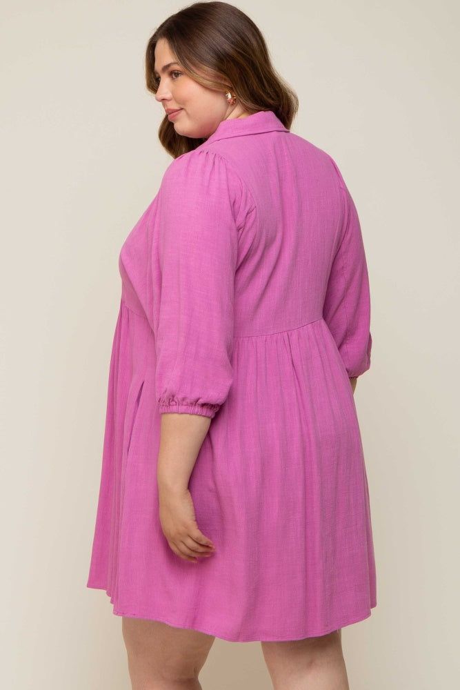 Pink Button Down Collared Plus Maternity Dress sold by Pinkblush product image thumbnail 3