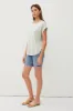 Light Olive Rolled Cuff Sleeve Top sold by Pinkblush