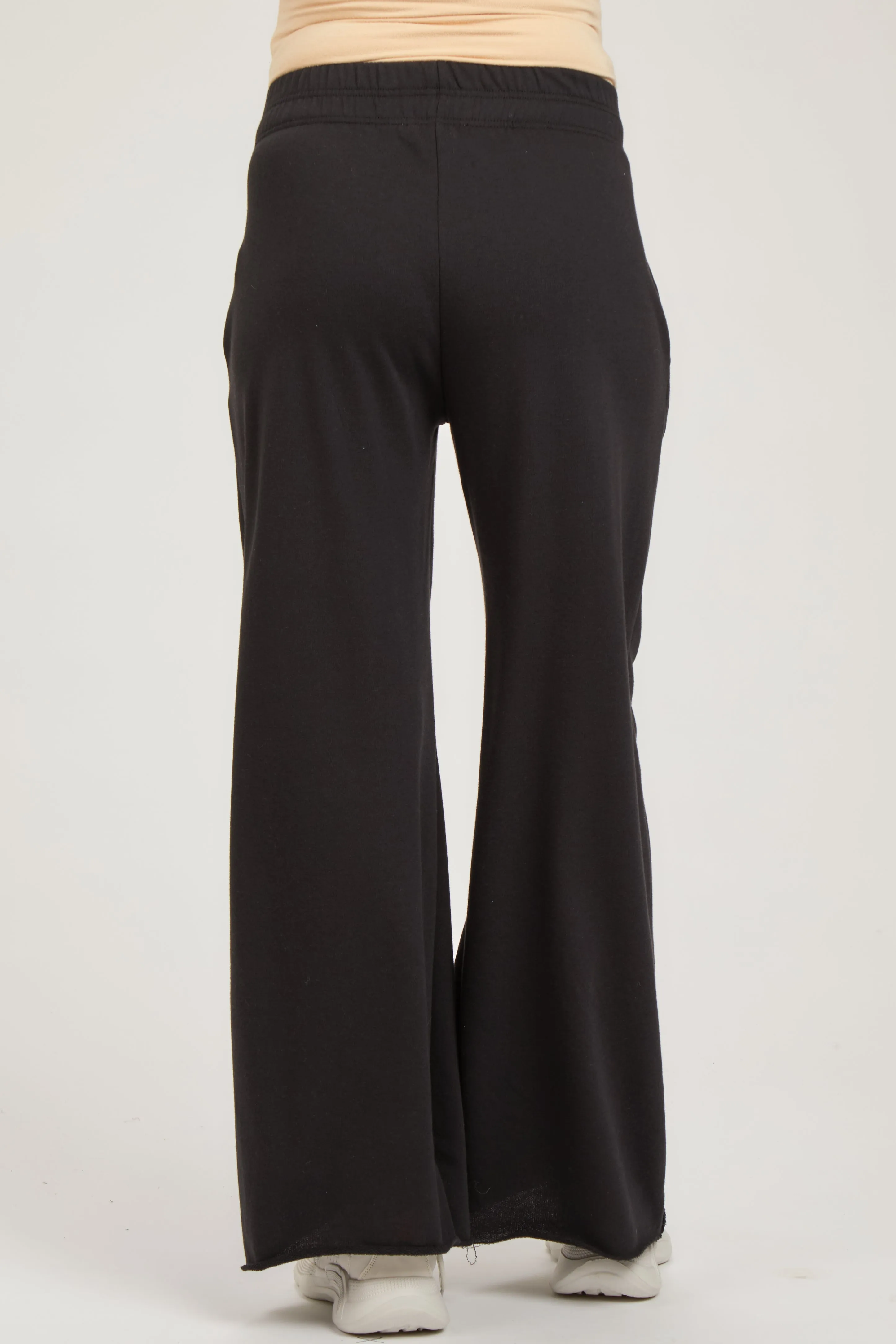 Black Soft Fleece Wide Leg Maternity Lounge Pants sold by Pinkblush product image thumbnail 4