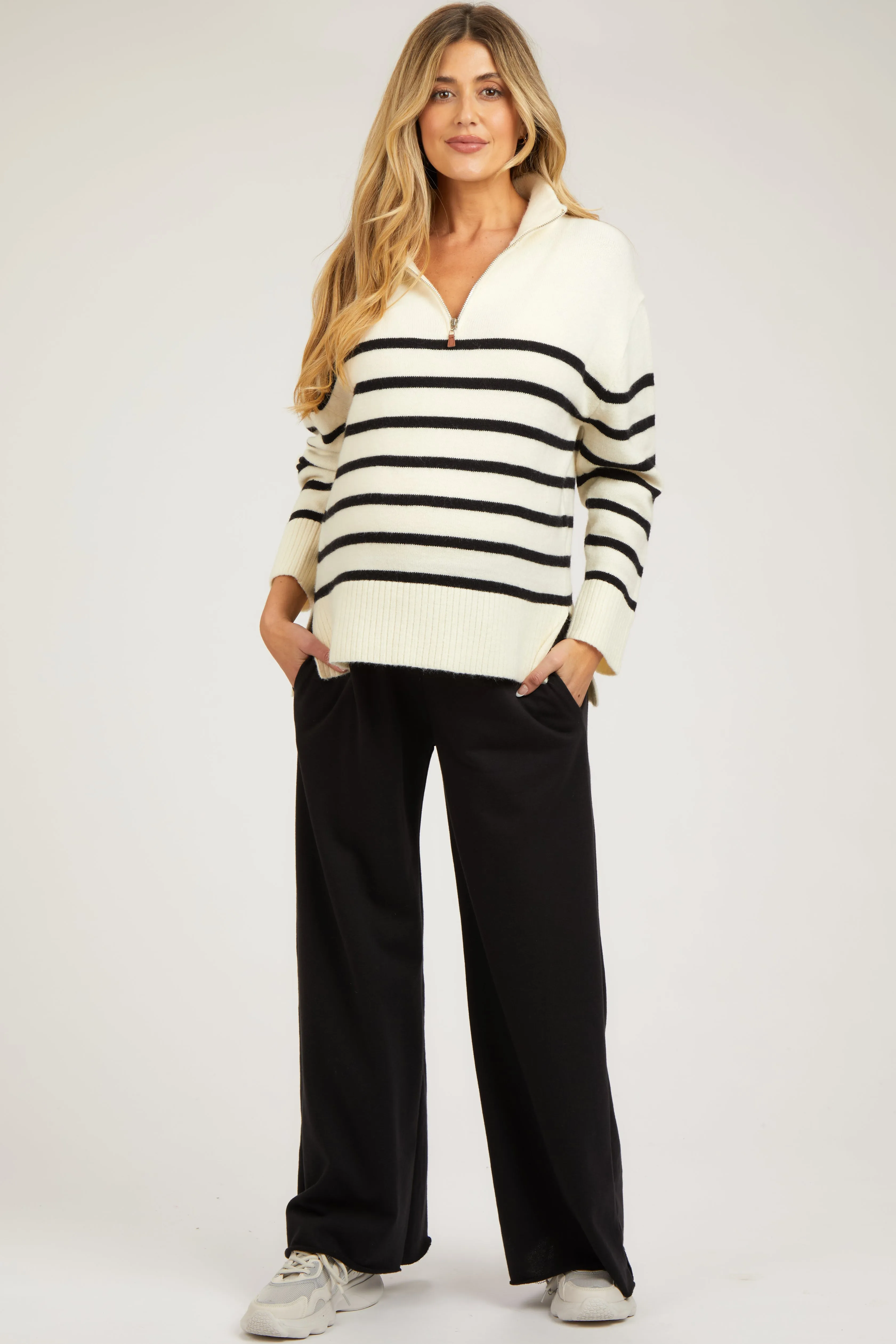 Black Soft Fleece Wide Leg Maternity Lounge Pants sold by Pinkblush