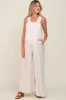 Beige Sleeveless Wide Leg Maternity Jumpsuit sold by Pinkblush