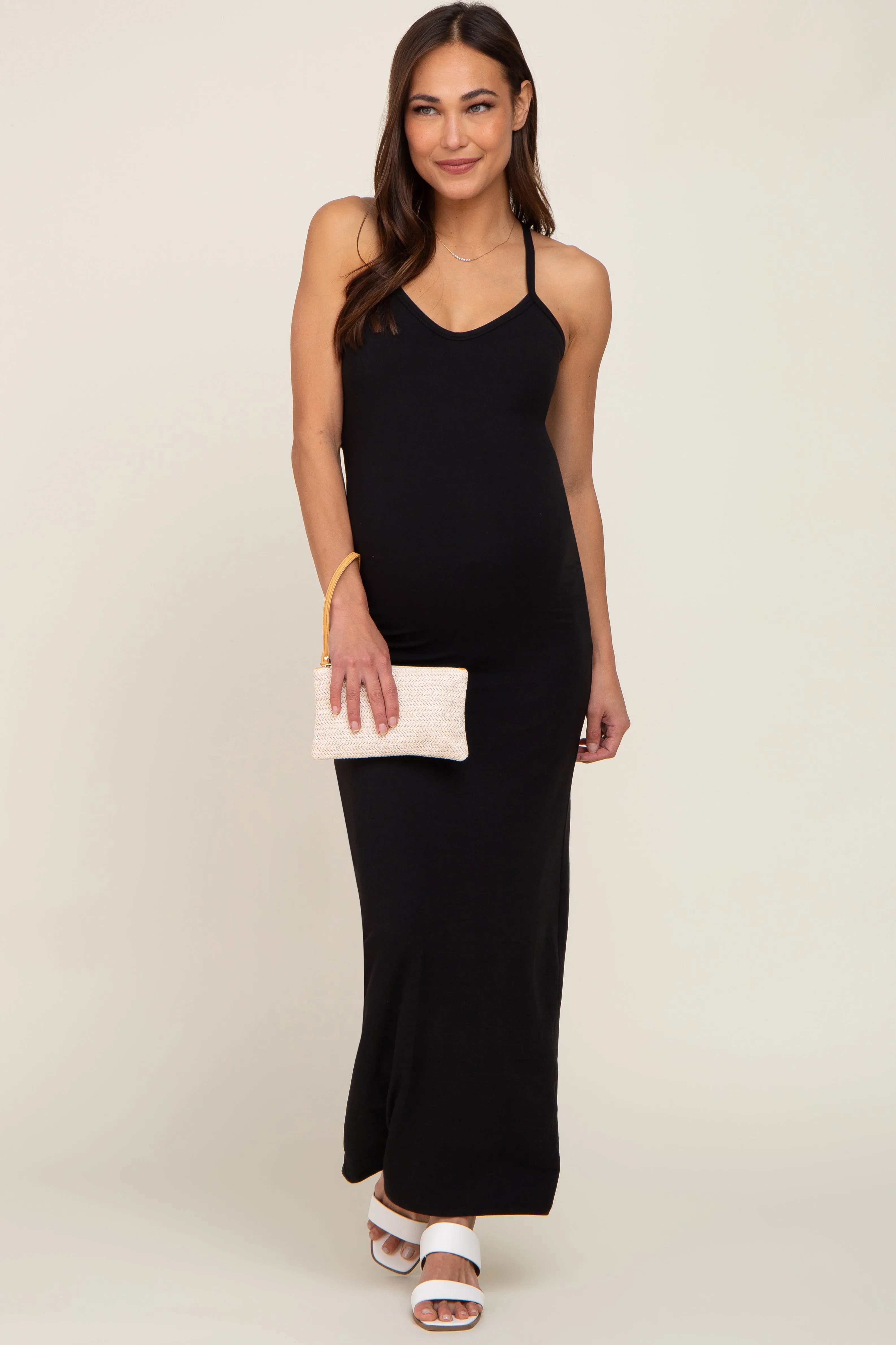 Black Racerback Maternity Maxi Dress sold by Pinkblush product image thumbnail 4