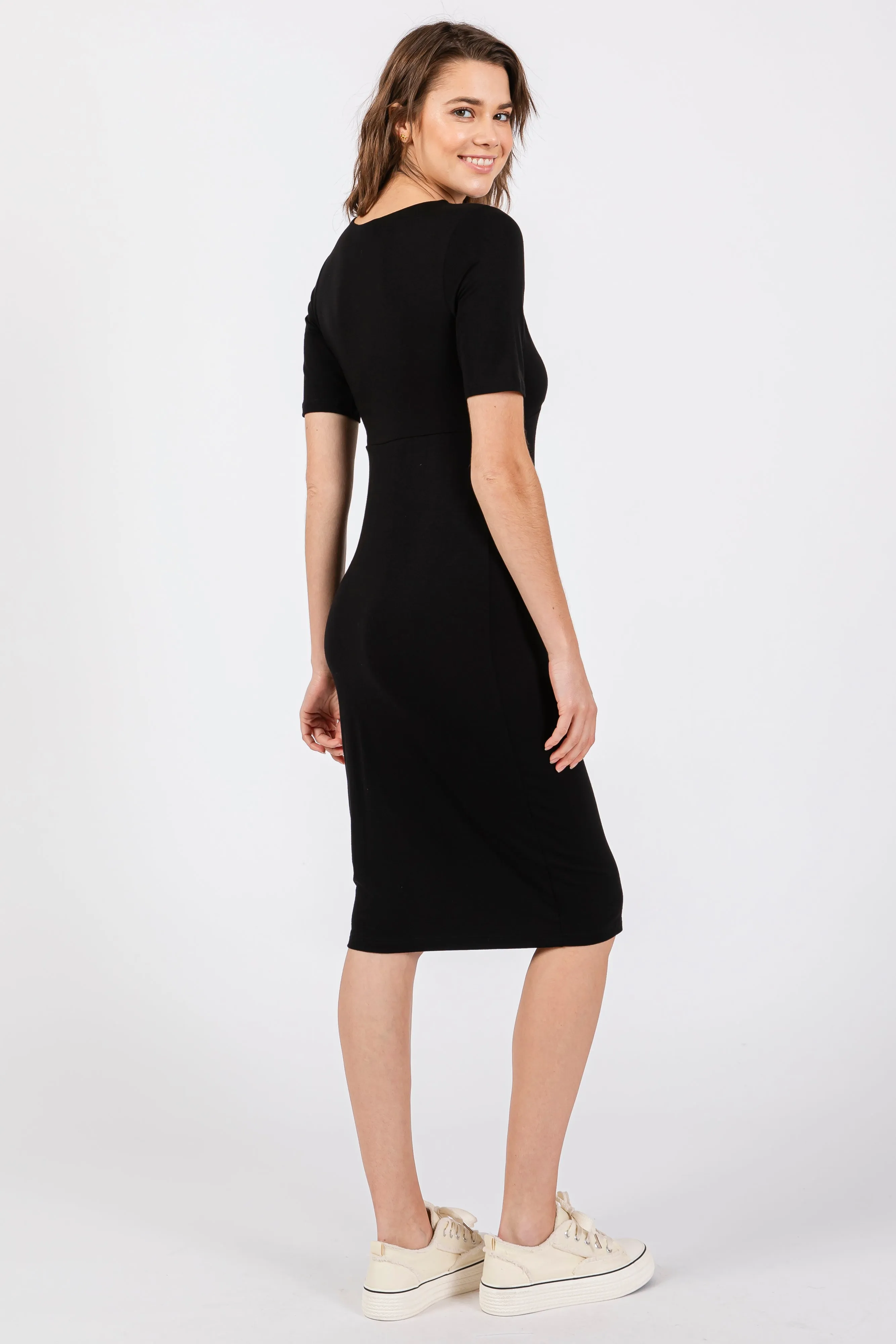 Black Wrap Top Midi Dress sold by Pinkblush product image thumbnail 3