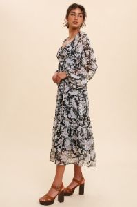 Black Chiffon Floral Maxi Dress sold by Pinkblush