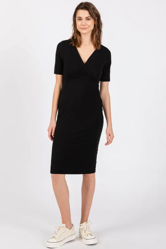 Black Wrap Top Midi Dress sold by Pinkblush