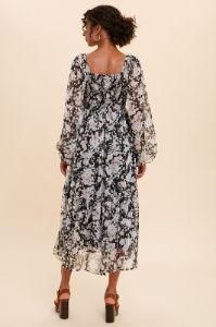 Black Chiffon Floral Maxi Dress sold by Pinkblush