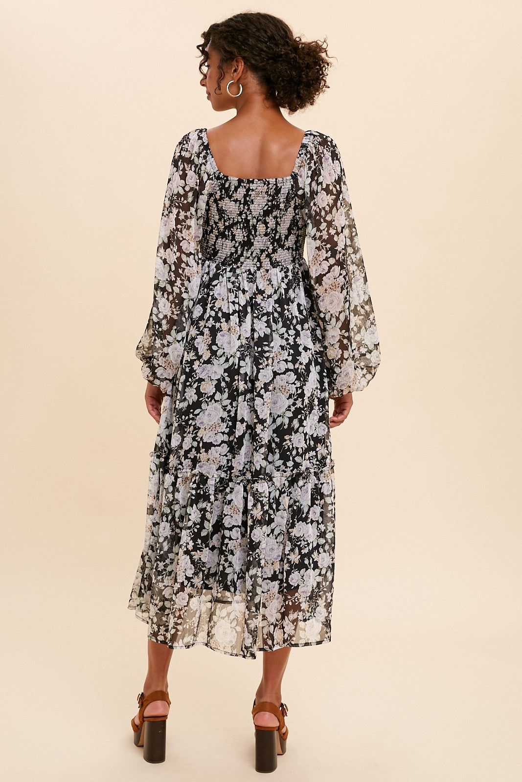 Black Chiffon Floral Maxi Dress sold by Pinkblush product image thumbnail 4