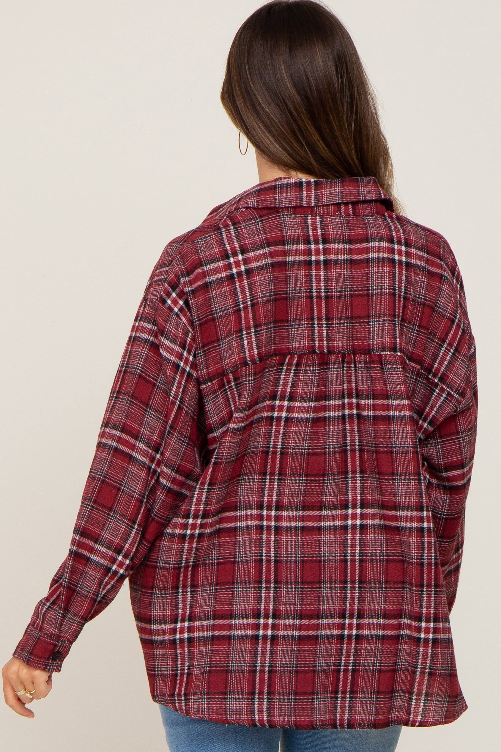 Red Plaid Button Down Maternity Top sold by Pinkblush product image thumbnail 3
