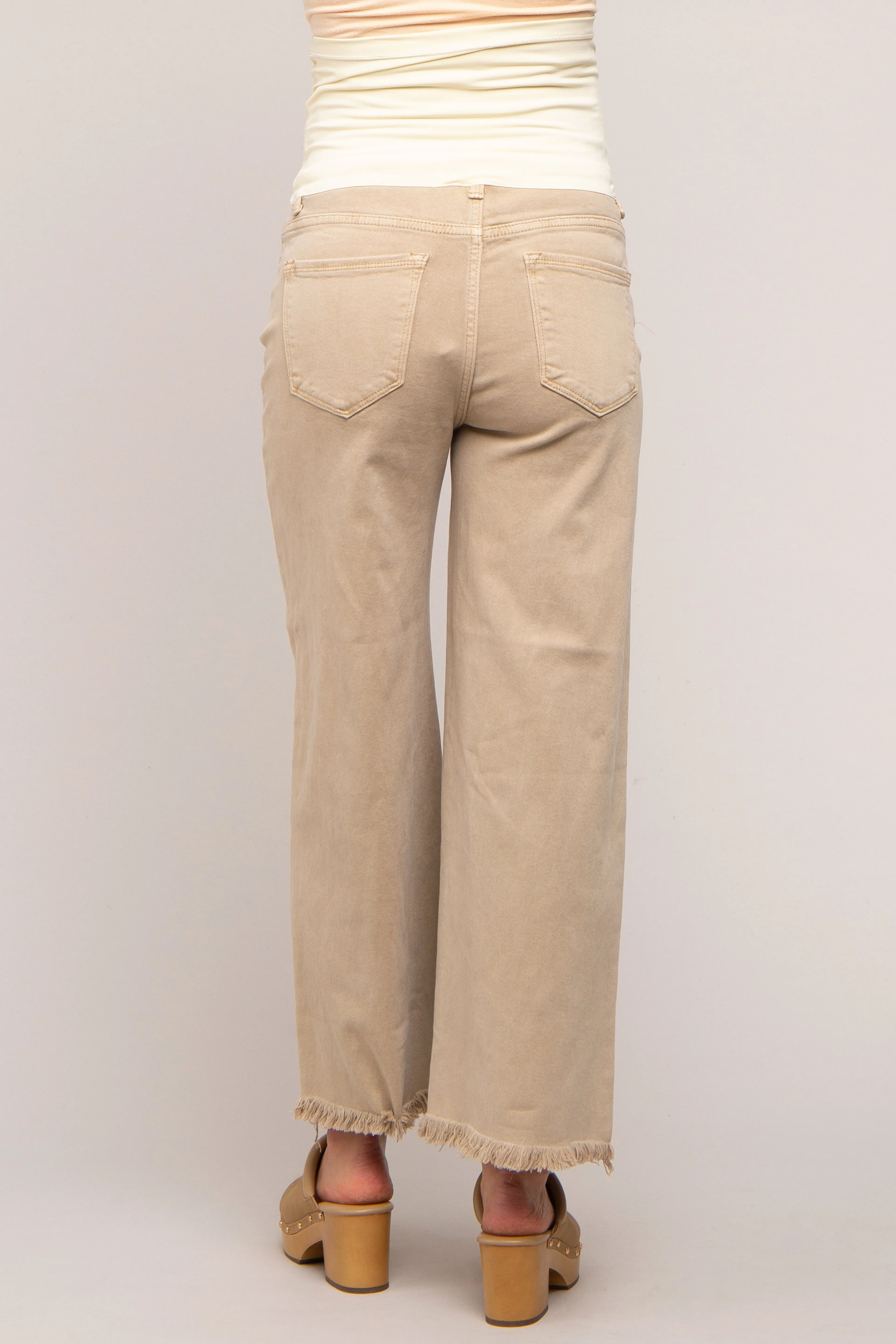 Beige Cropped Wide Leg Maternity Pants sold by Pinkblush product image thumbnail 4