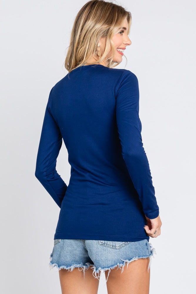 Navy Basic Long Sleeve Top sold by Pinkblush product image thumbnail 3