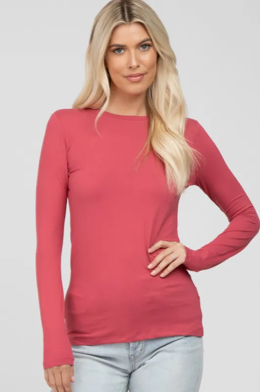 Dark Salmon Long Sleeve Basic Top sold by Pinkblush