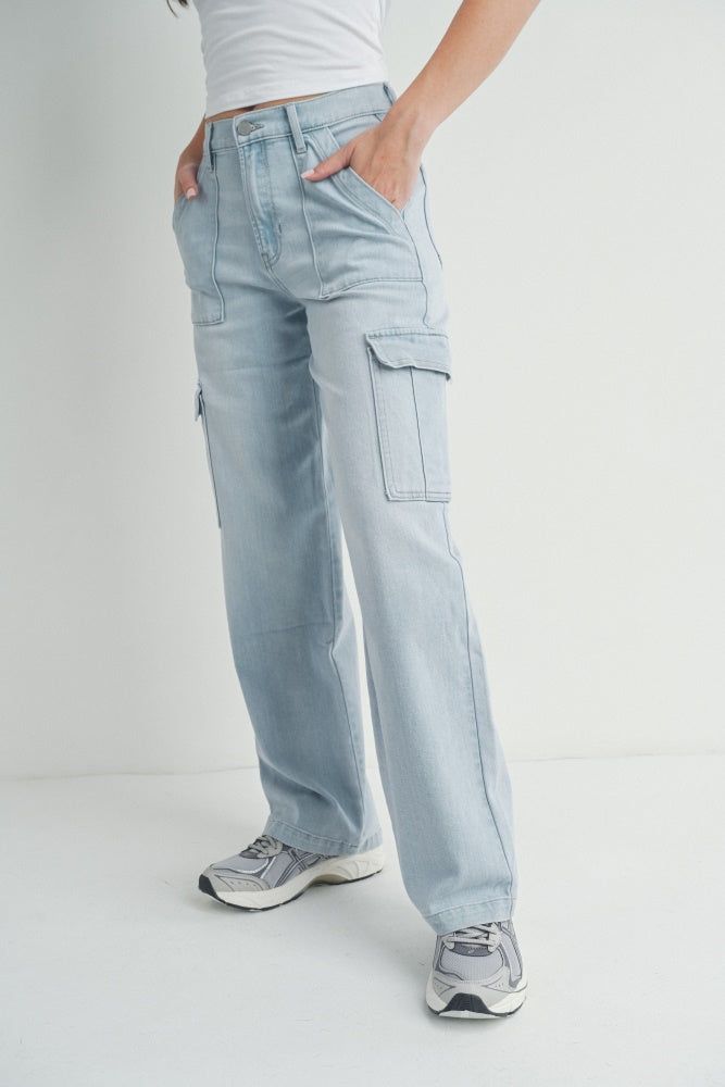 Light Denim Lightweight Stretch Cargo sold by Pinkblush product image thumbnail 3