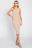 Beige Ribbed Fitted Maternity Midi Dress sold by Pinkblush