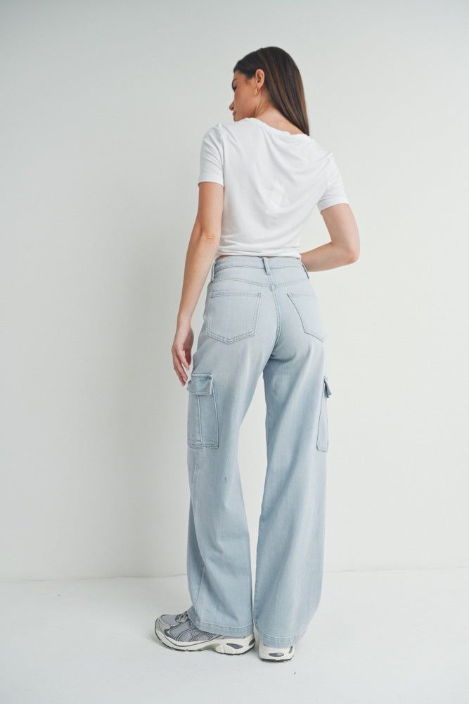 Light Denim Lightweight Stretch Cargo sold by Pinkblush product image thumbnail 4