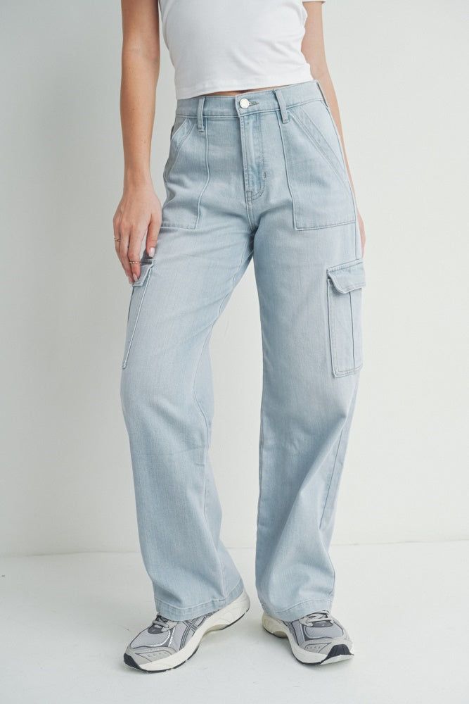 Light Denim Lightweight Stretch Cargo sold by Pinkblush product image thumbnail 2