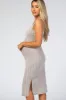 Mocha White Striped Fitted Maternity Midi Dress sold by Pinkblush