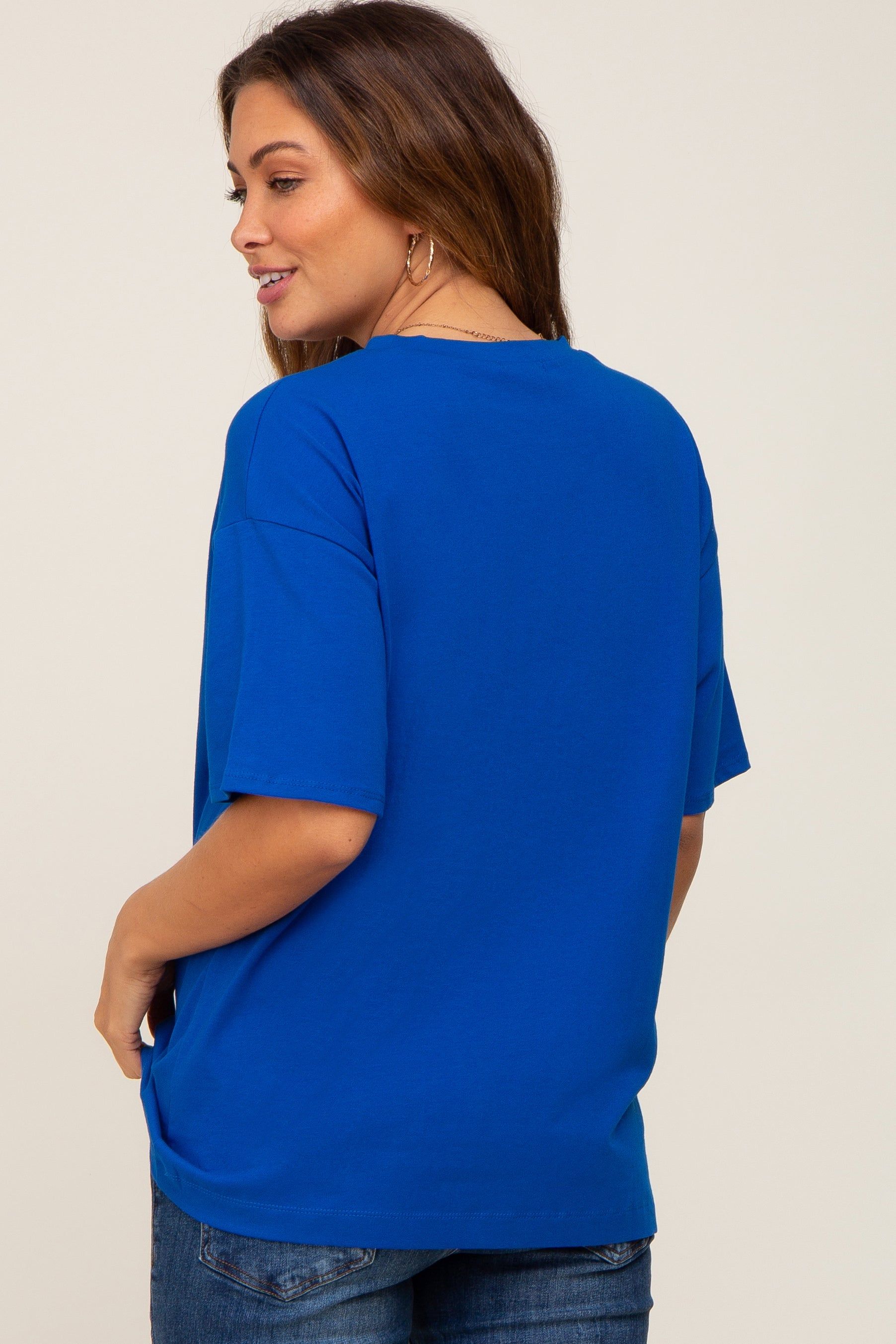 Royal Blue Oversized Basic Maternity Tee sold by Pinkblush product image thumbnail 3