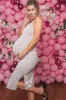 Mocha White Striped Fitted Maternity Midi Dress sold by Pinkblush