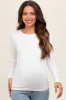 Ivory Knit Long Sleeve Round Hem Maternity Top sold by Pinkblush