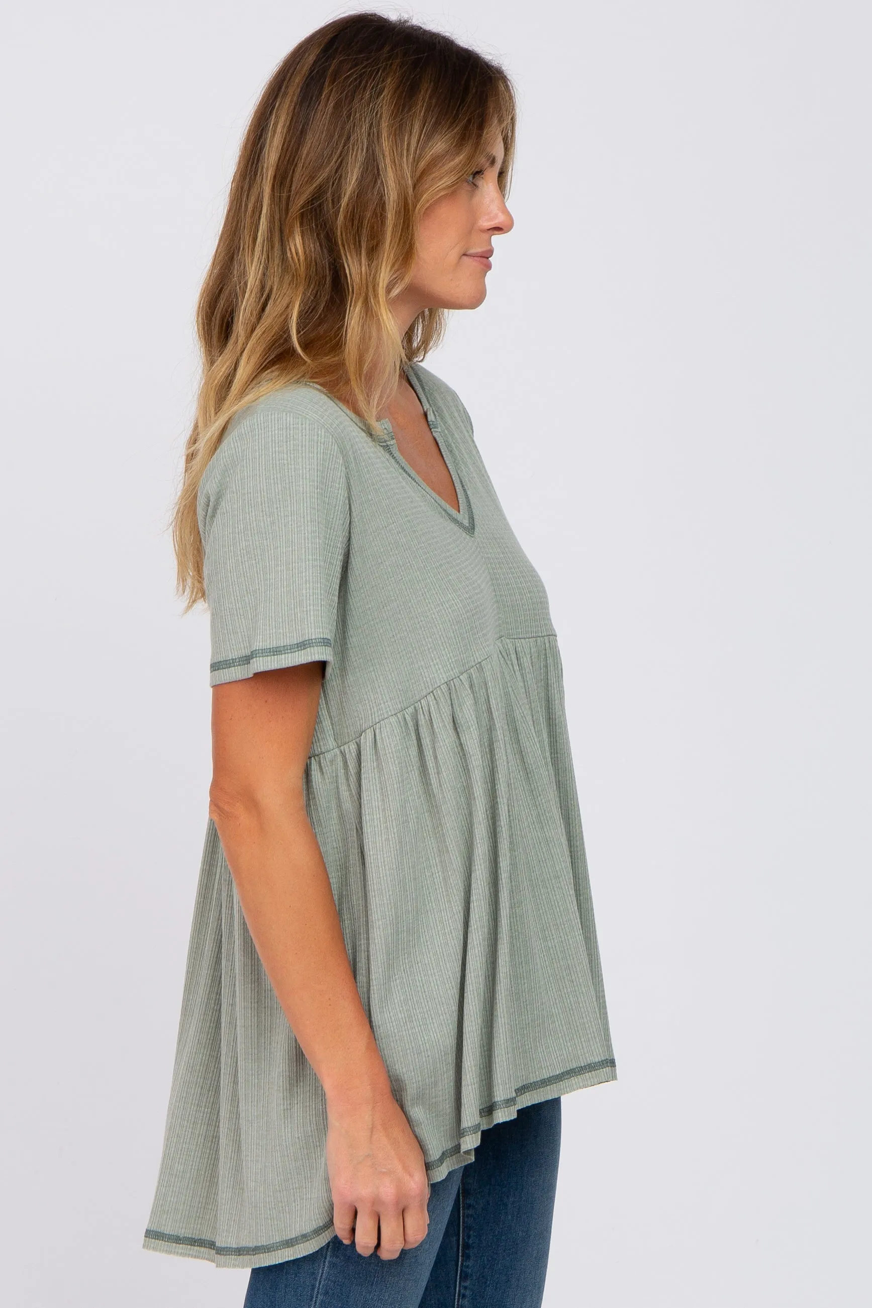 Light Olive V Neck Top sold by Pinkblush product image thumbnail 2