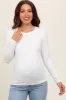 Ivory Knit Long Sleeve Round Hem Maternity Top sold by Pinkblush