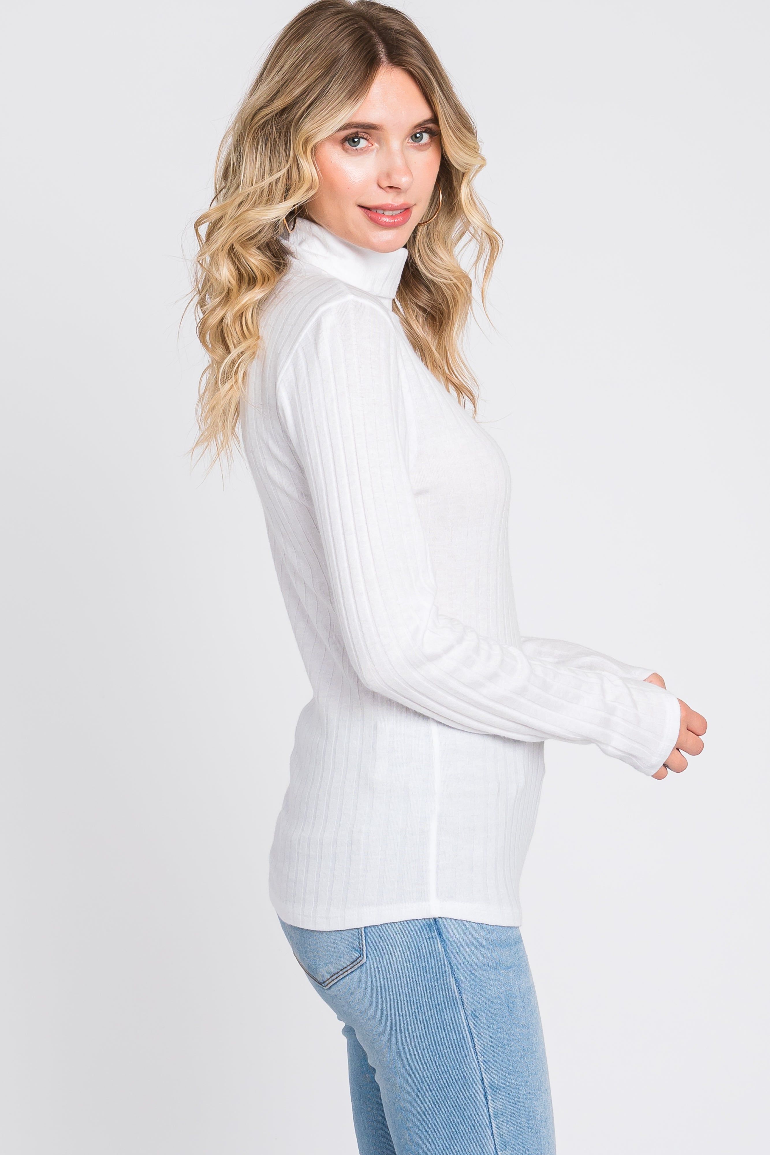 Ivory Ribbed Long Sleeve Turtle Neck Top sold by Pinkblush product image thumbnail 2