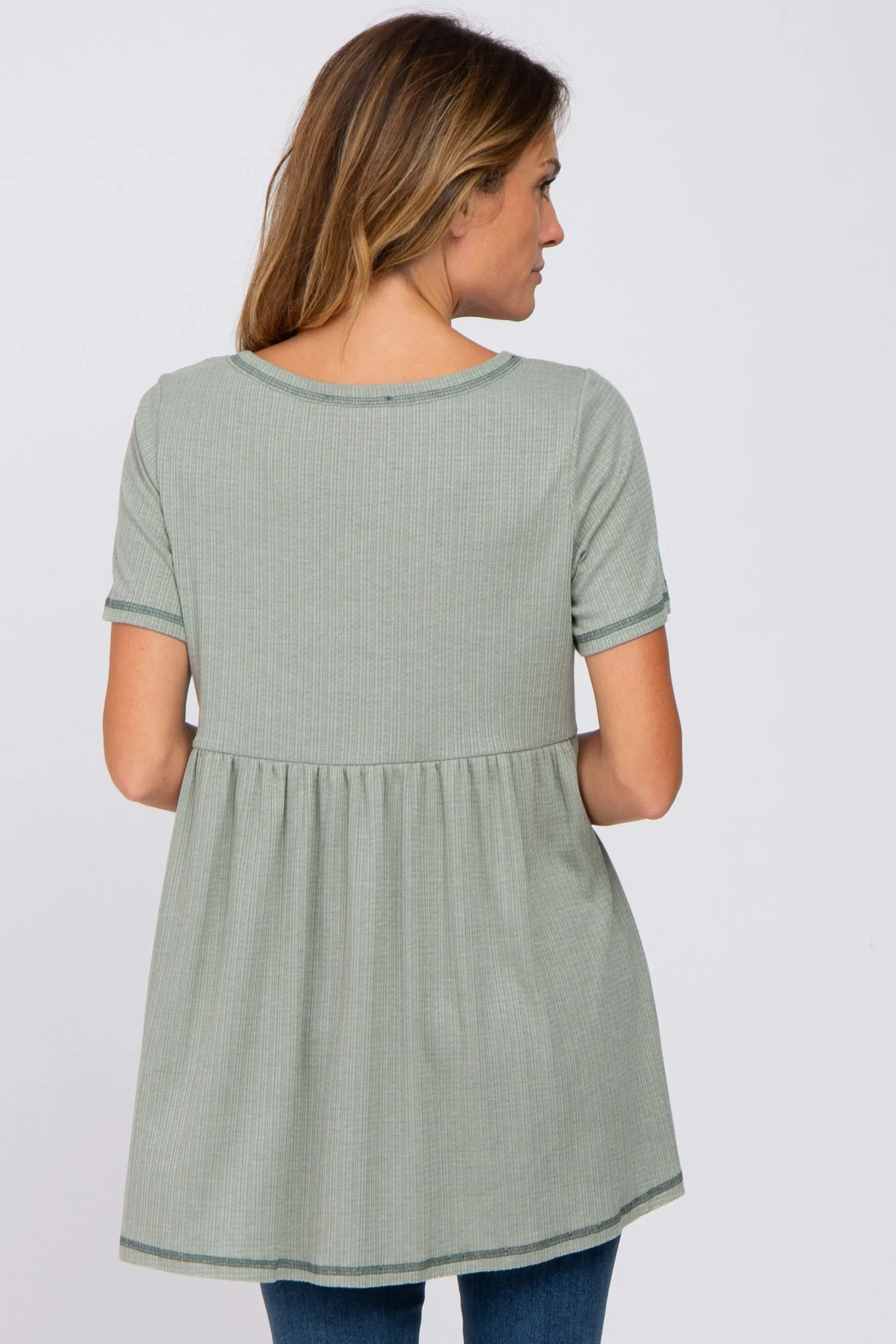 Light Olive V Neck Top sold by Pinkblush product image thumbnail 3
