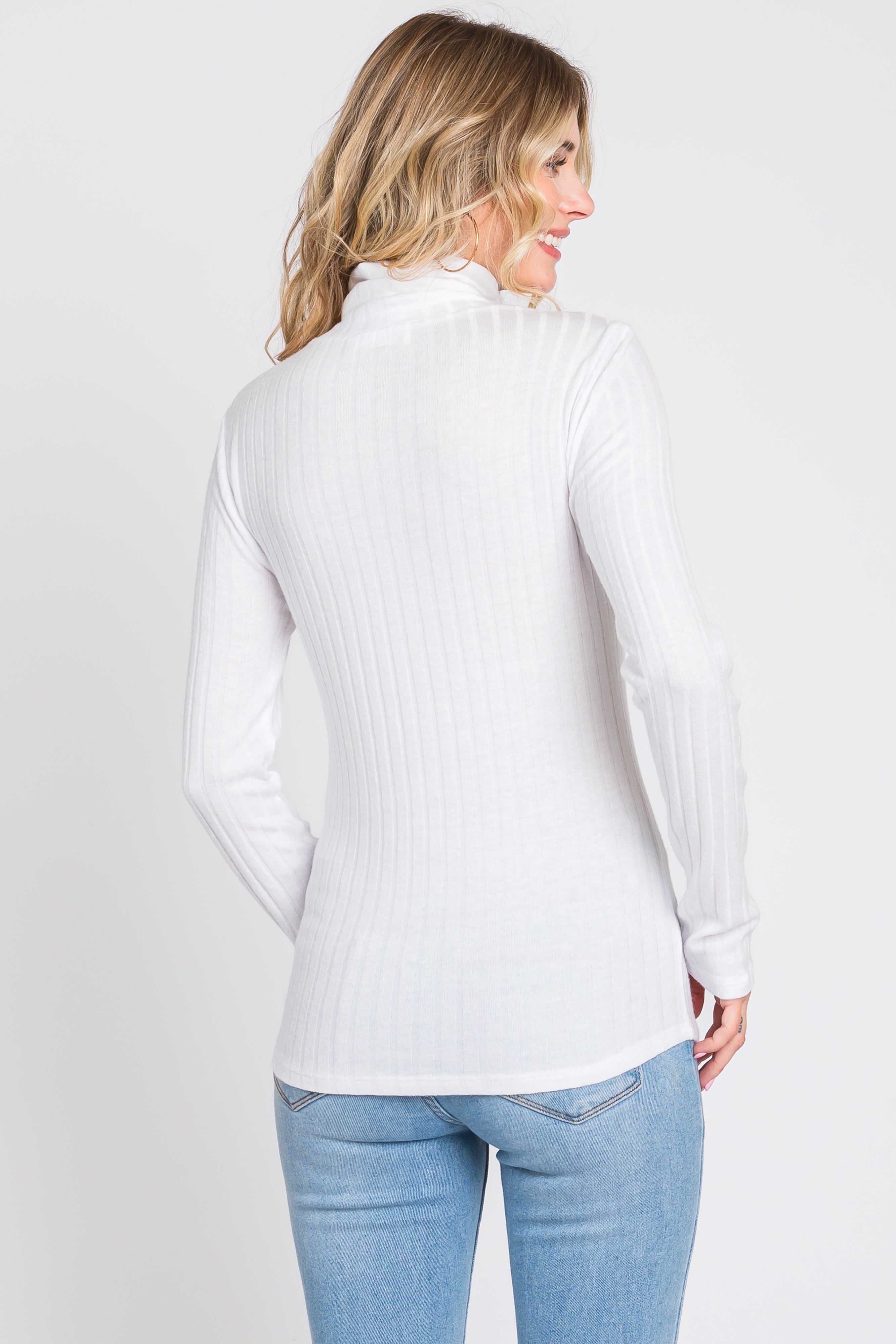 Ivory Ribbed Long Sleeve Turtle Neck Top sold by Pinkblush product image thumbnail 3