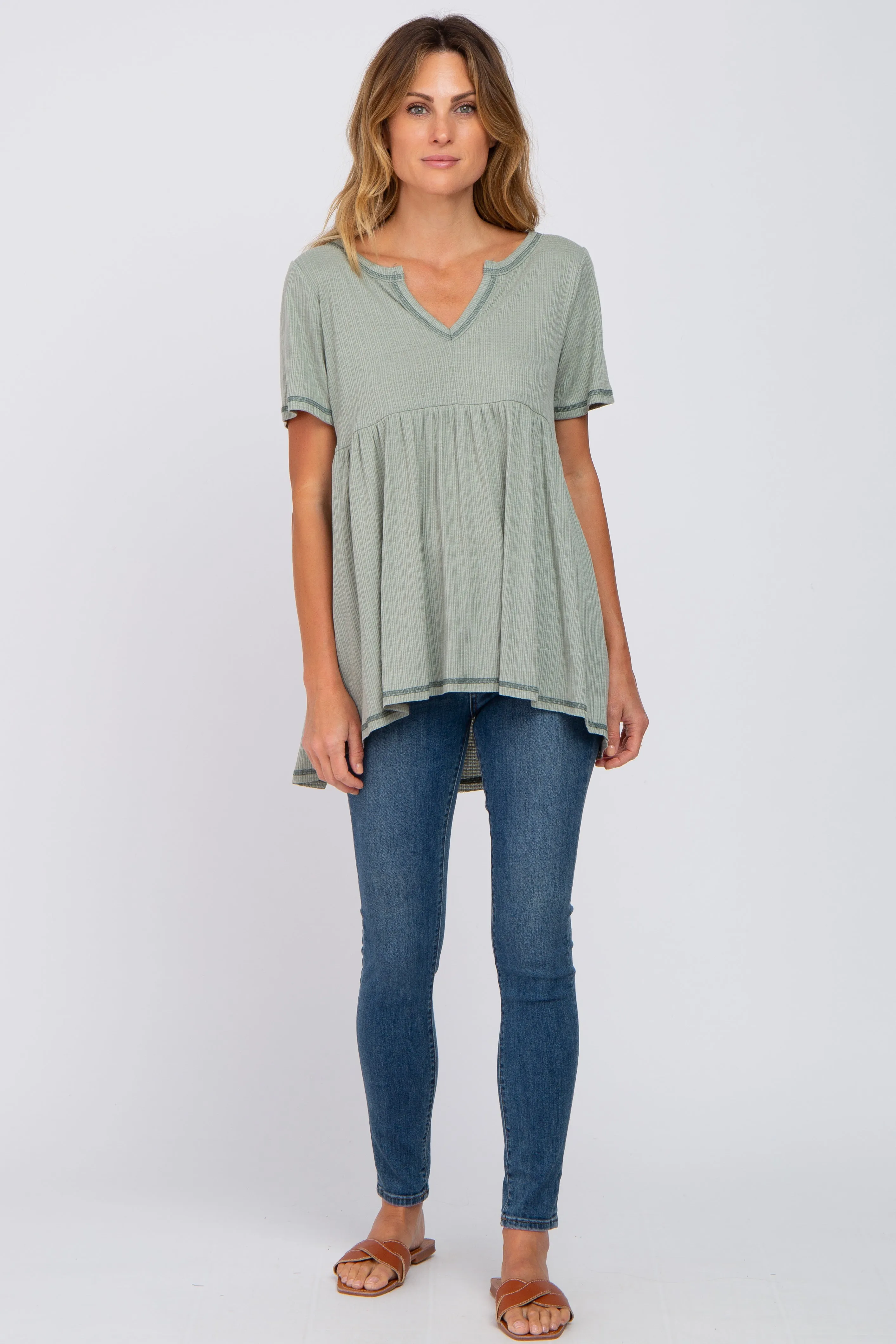 Light Olive V Neck Top sold by Pinkblush product image thumbnail 4