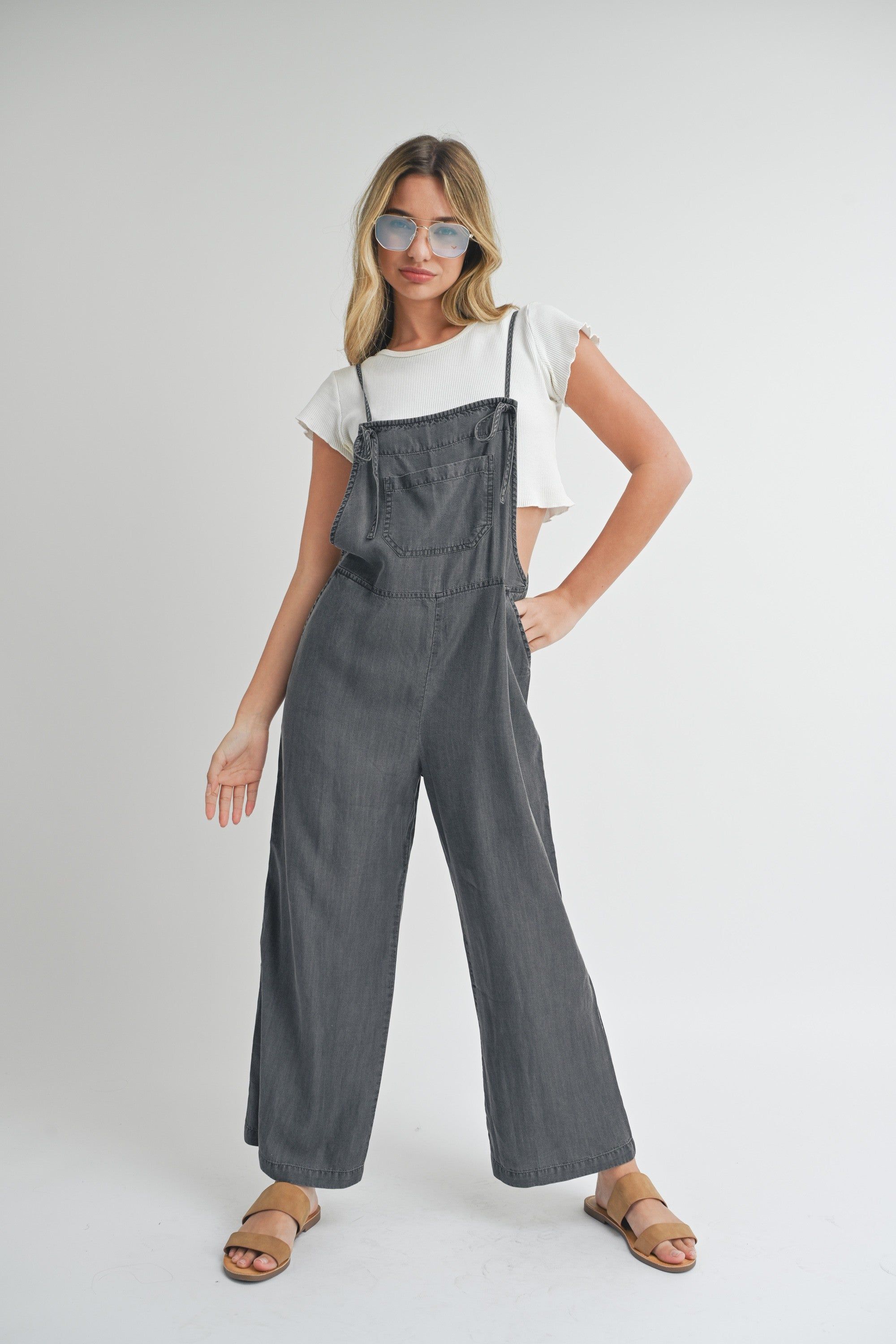 Charcoal Front Pocket Overall sold by Pinkblush