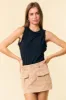 Black Rib Knit Ruffle Trim Sleeveless Top sold by Pinkblush