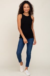 Black Ribbed Basic Tank Top sold by Pinkblush