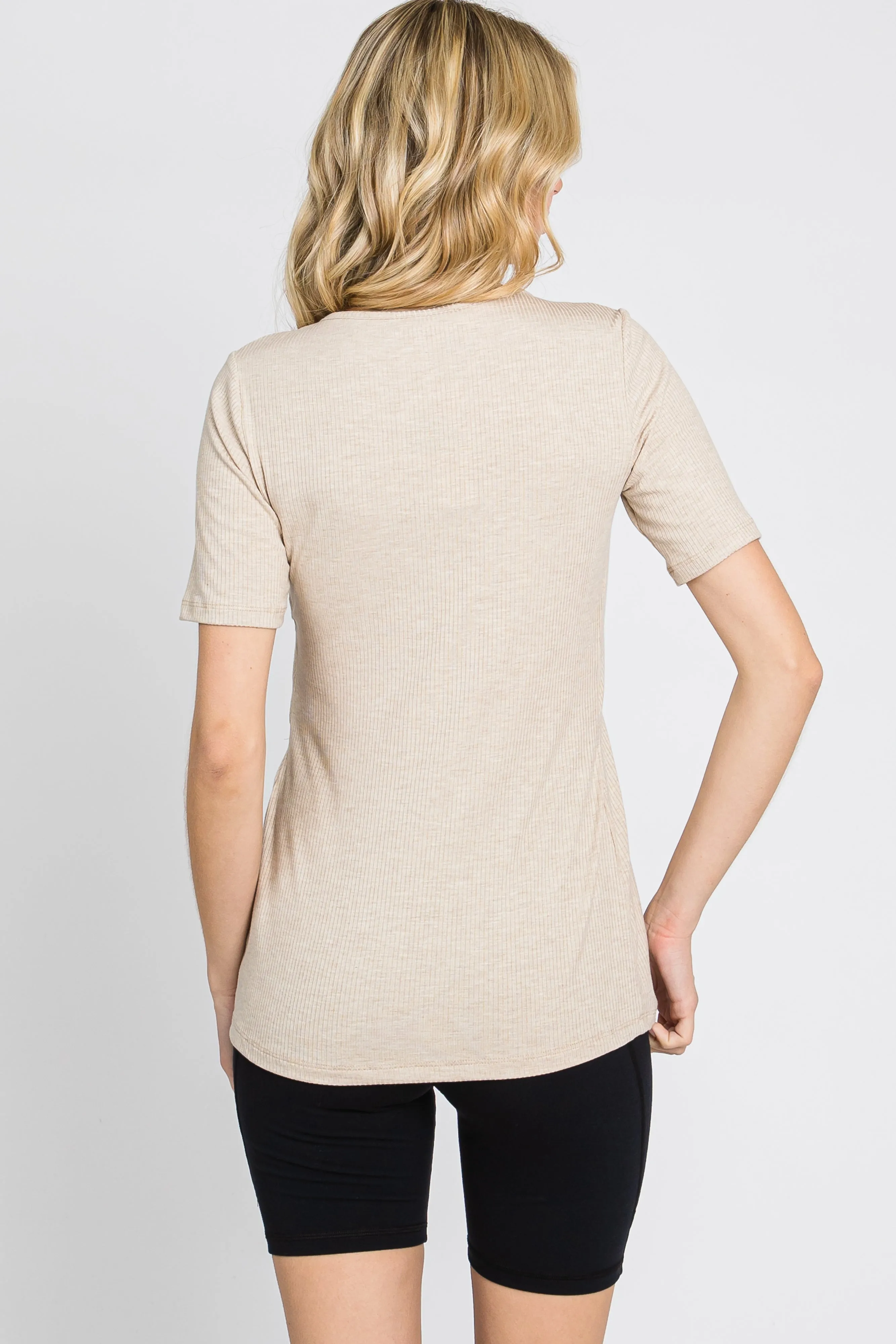 Beige Ribbed Wrap Front Nursing Top sold by Pinkblush product image thumbnail 5