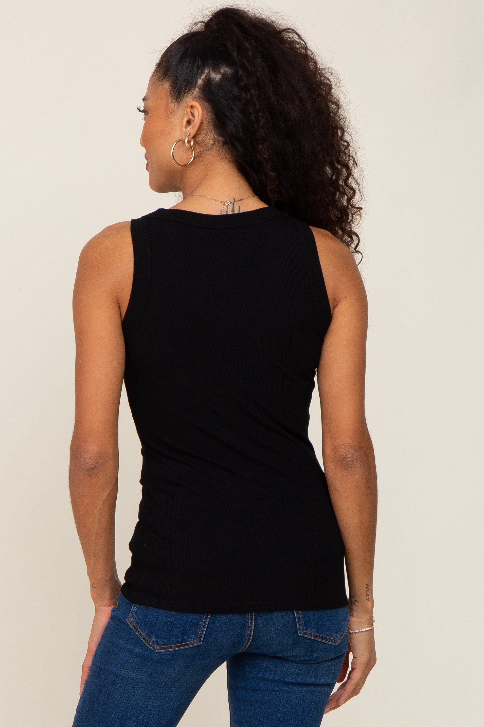 Black Ribbed Basic Tank Top sold by Pinkblush product image thumbnail 3