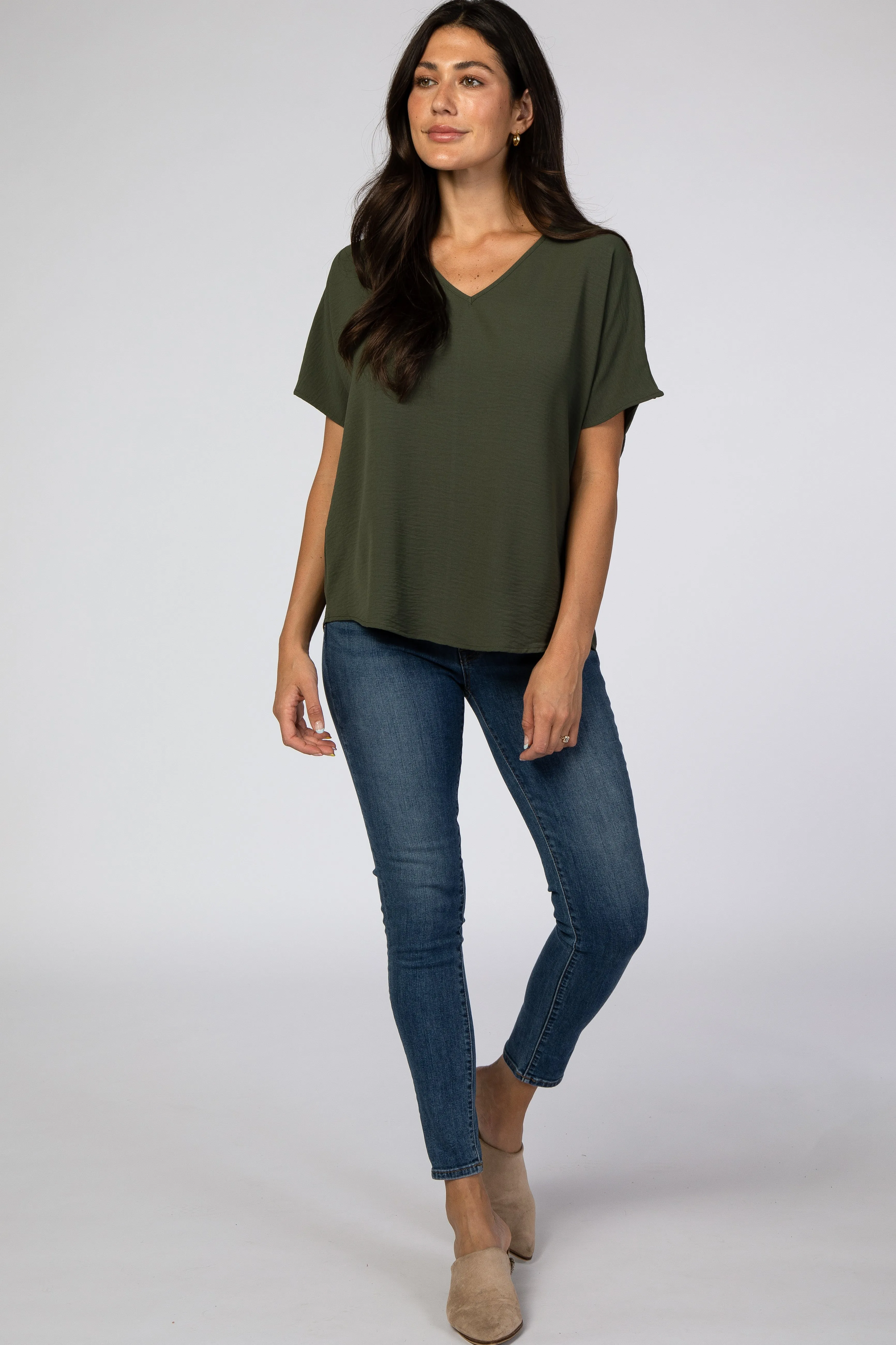 Olive Short Sleeve Blouse sold by Pinkblush product image thumbnail 4