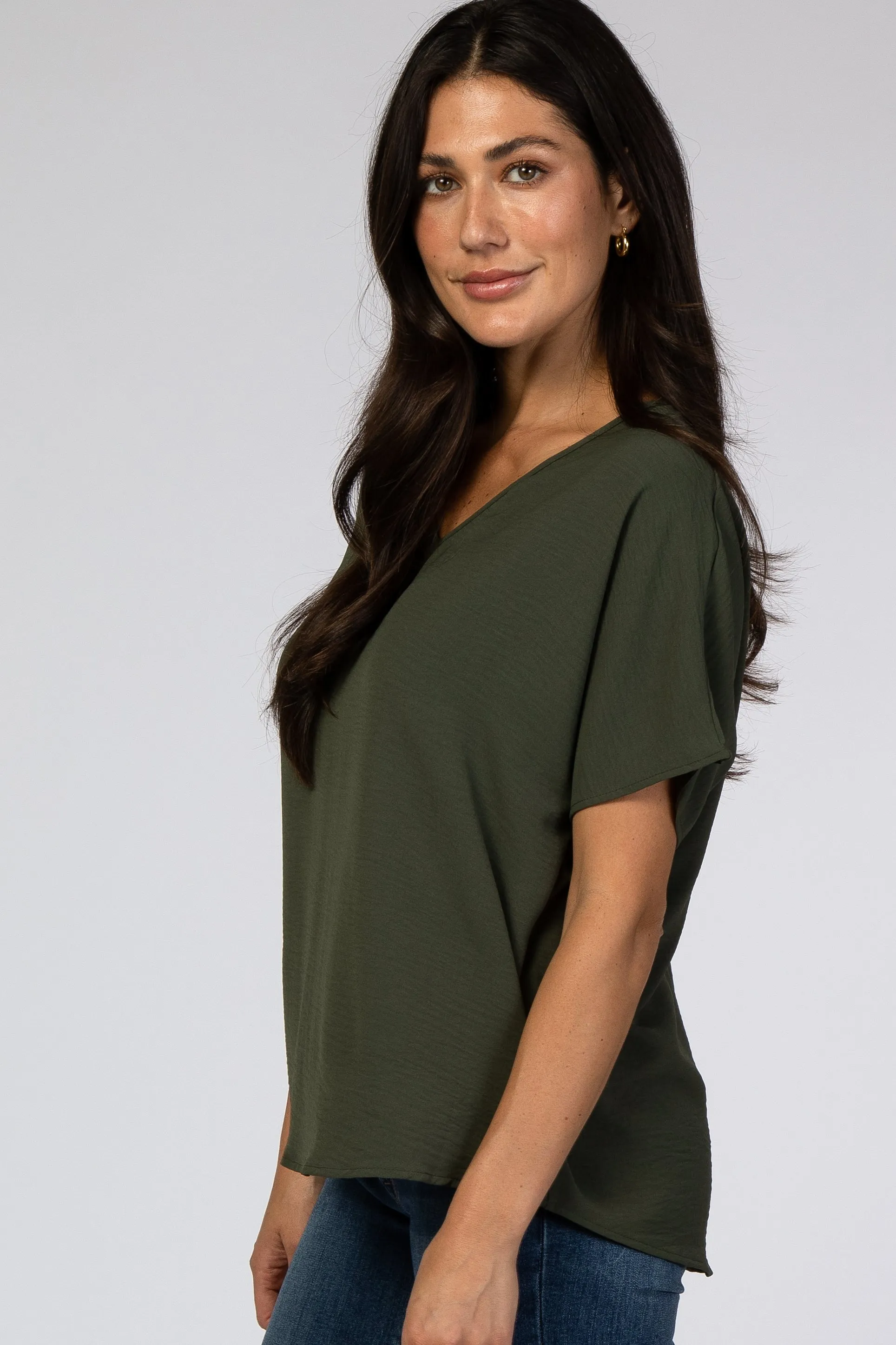 Olive Short Sleeve Blouse sold by Pinkblush product image thumbnail 2