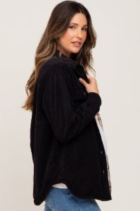 Black Reversible Maternity Shirt Jacket sold by Pinkblush