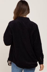 Black Reversible Maternity Shirt Jacket sold by Pinkblush