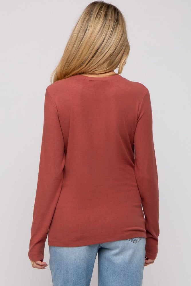 Rust Soft Knit Long Sleeve Maternity Top sold by Pinkblush product image thumbnail 3