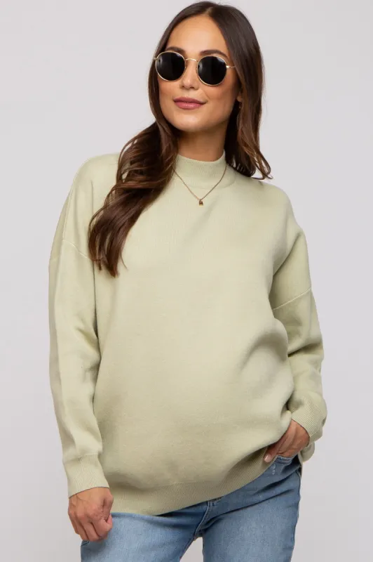 Light Olive Mock Neck Maternity Sweater sold by Pinkblush