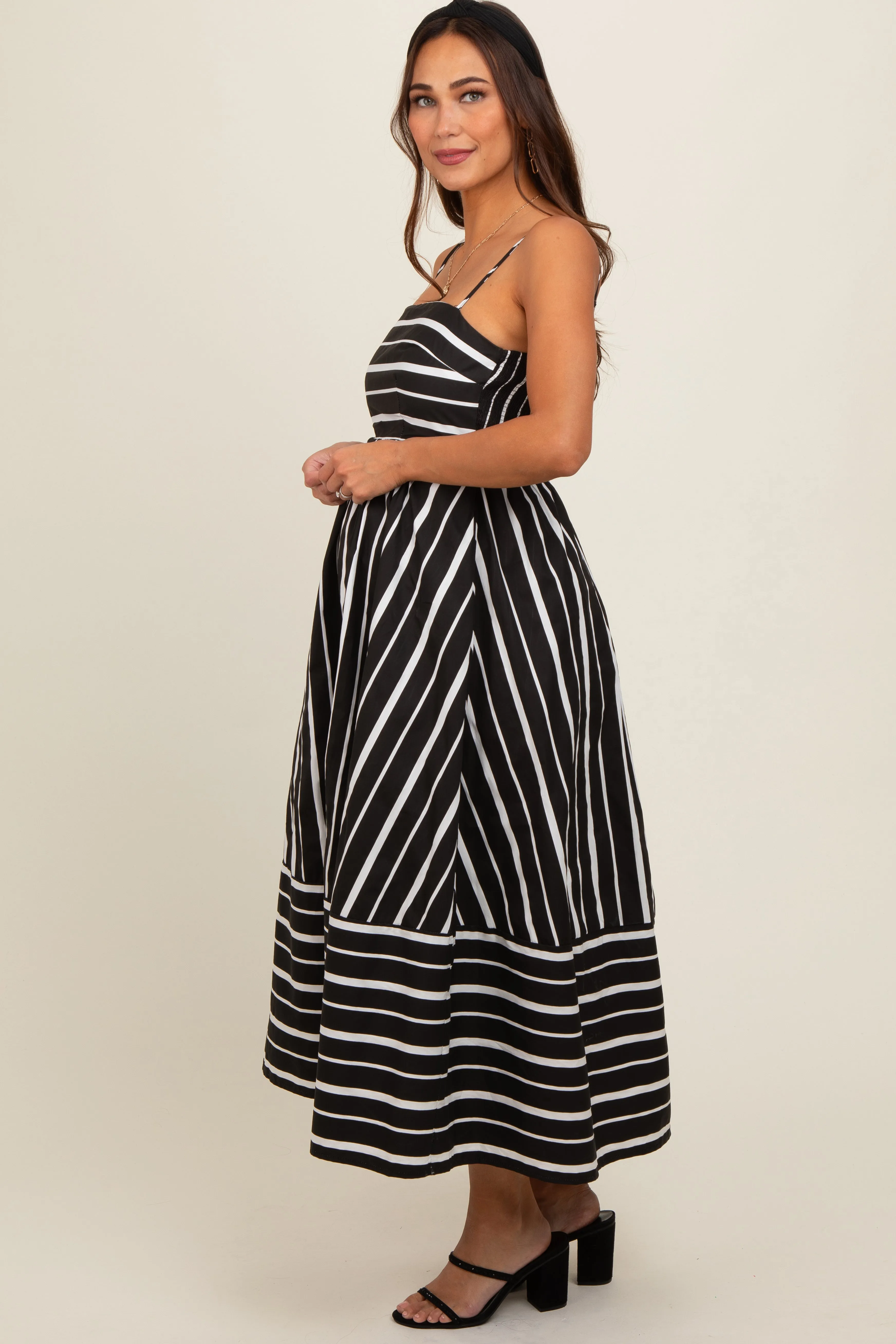 Black Striped Back Cutout Maternity Dress sold by Pinkblush product image thumbnail 2