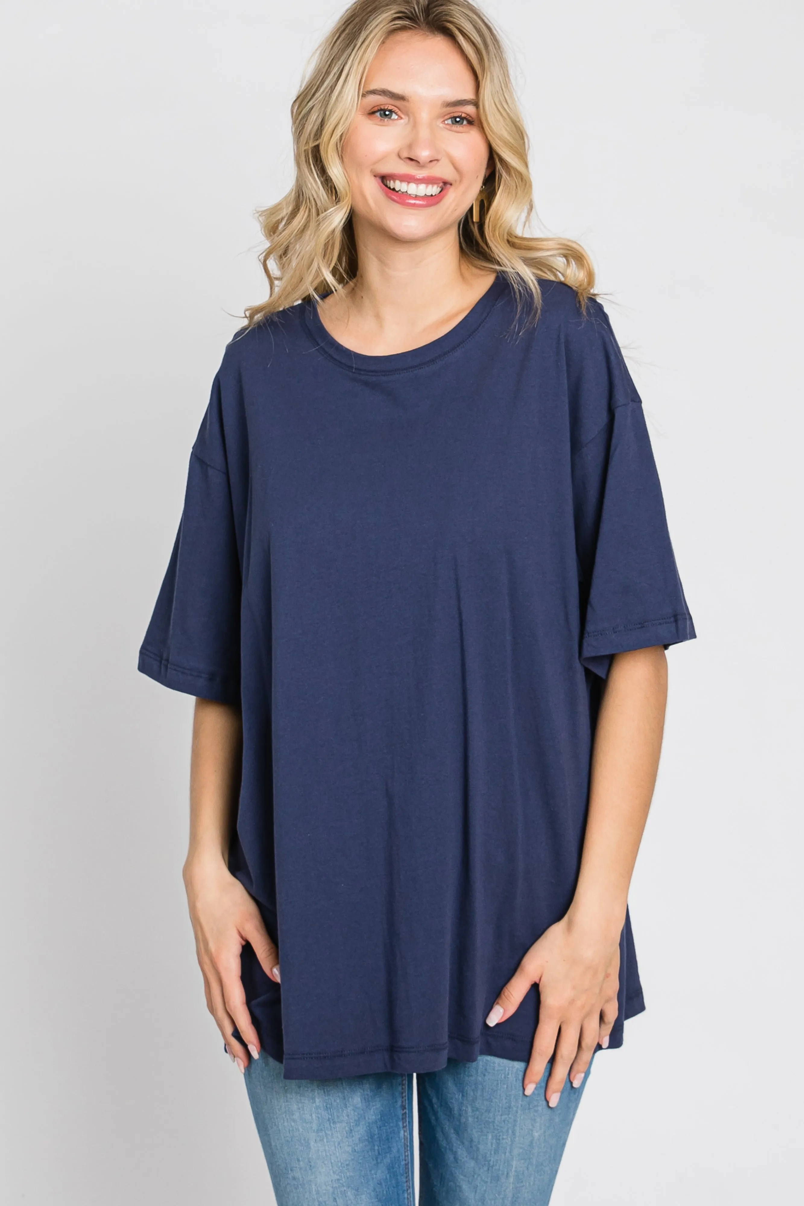 Navy Basic Oversized Tee sold by Pinkblush product image thumbnail 3