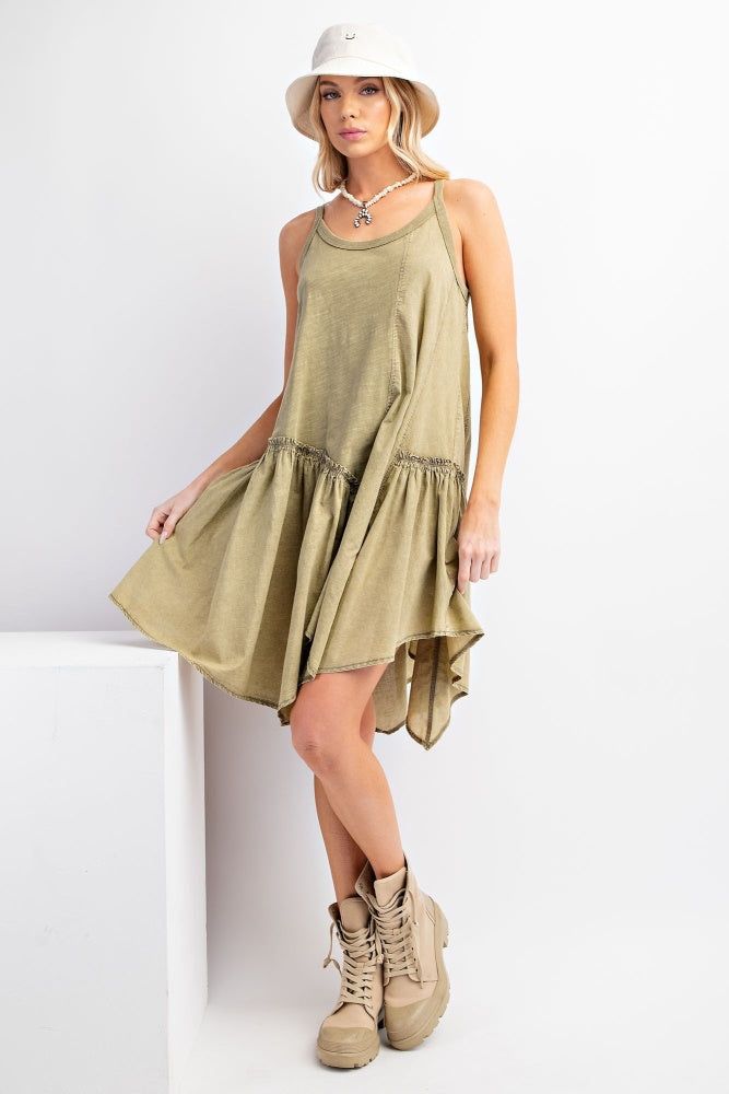 Faded Olive Mineral Washed Cami Dress sold by Pinkblush product image thumbnail 4