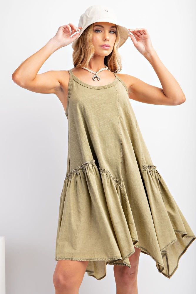 Faded Olive Mineral Washed Cami Dress sold by Pinkblush