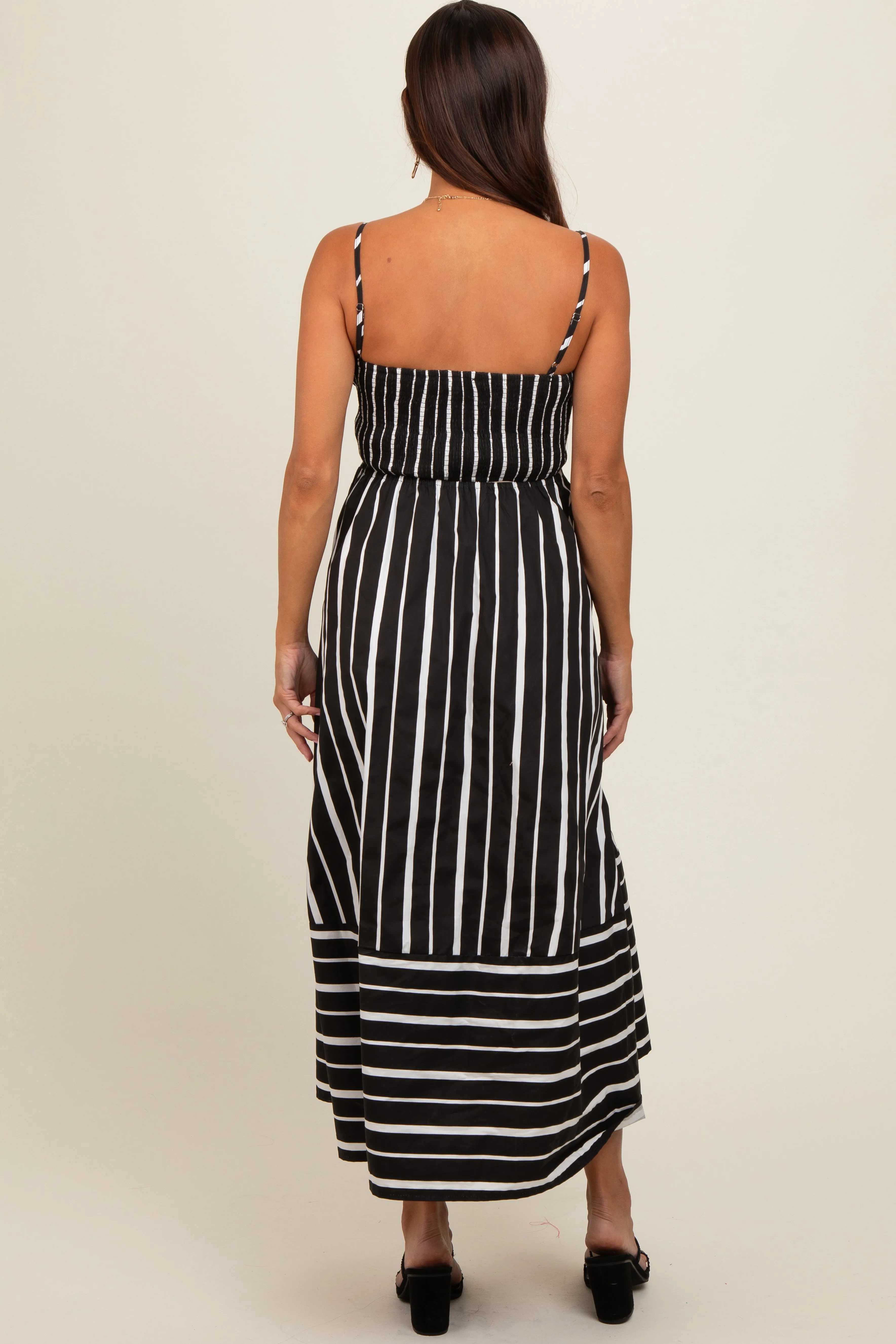 Black Striped Back Cutout Maternity Dress sold by Pinkblush product image thumbnail 3