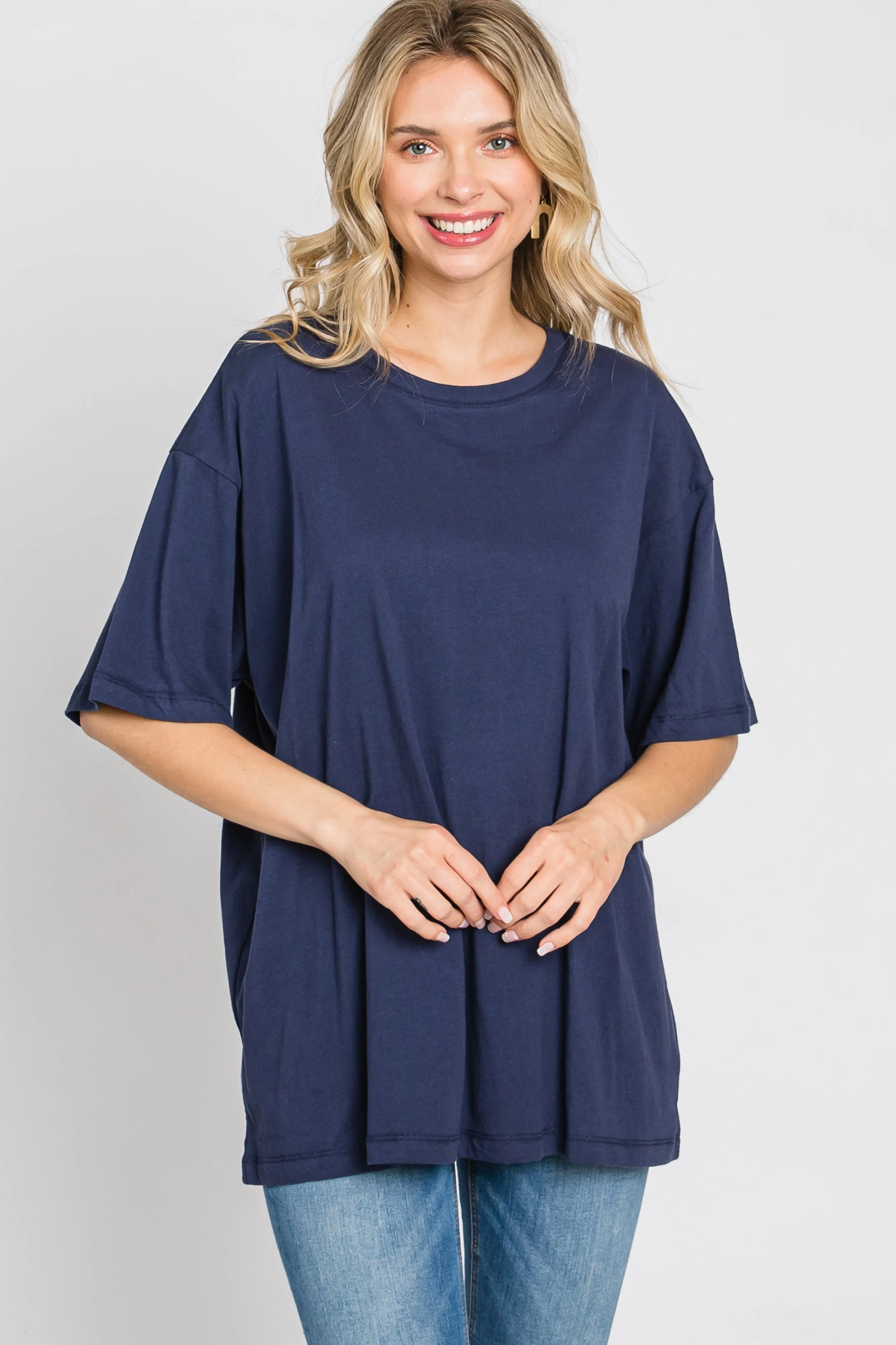 Navy Basic Oversized Tee sold by Pinkblush product image thumbnail 4