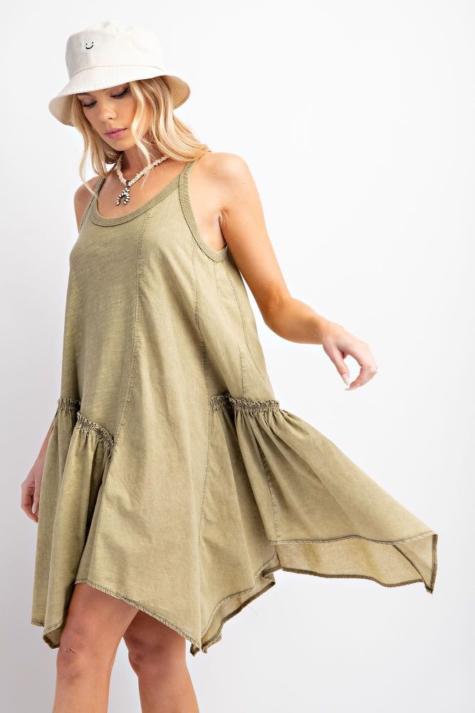 Faded Olive Mineral Washed Cami Dress sold by Pinkblush product image thumbnail 2