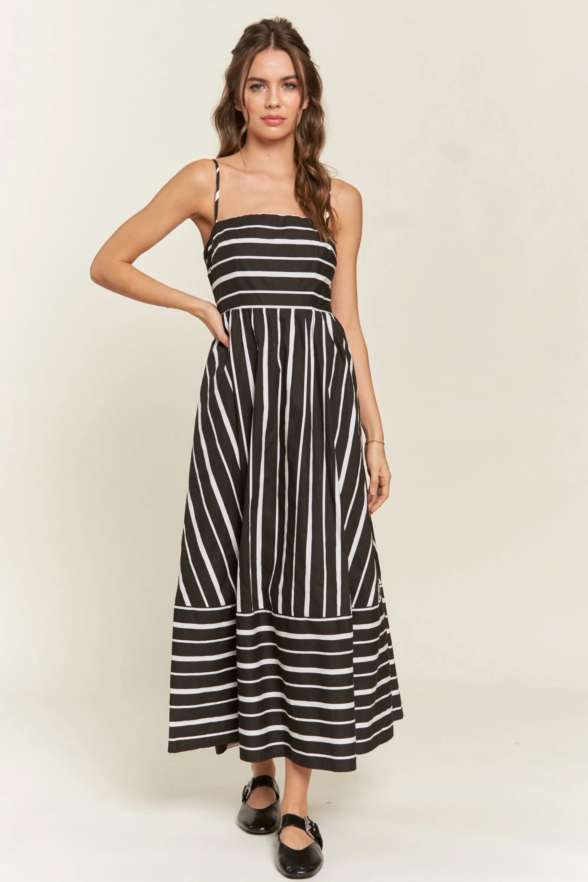 Black Striped Back Cutout Maternity Dress sold by Pinkblush product image thumbnail 4