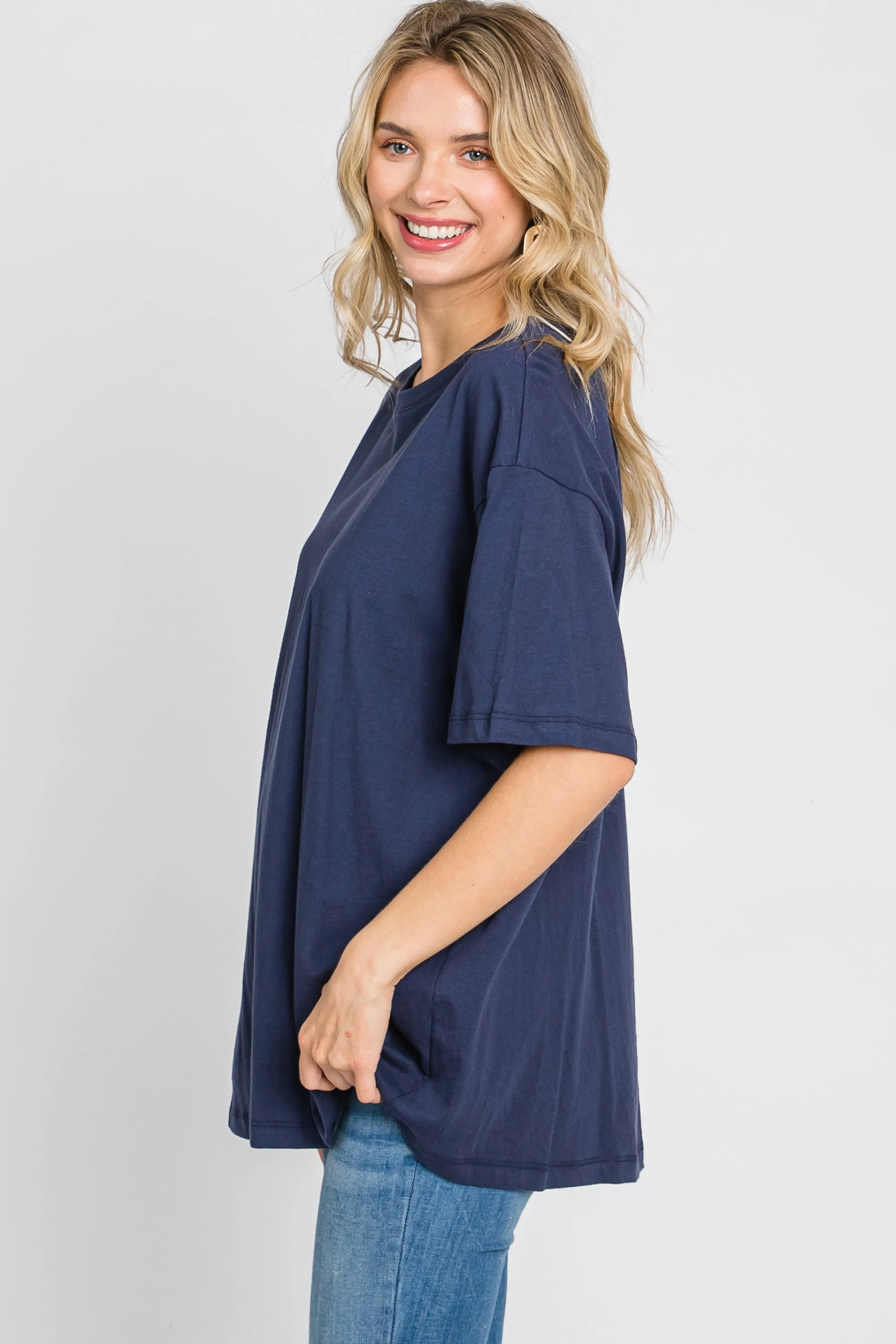 Navy Basic Oversized Tee sold by Pinkblush product image thumbnail 5